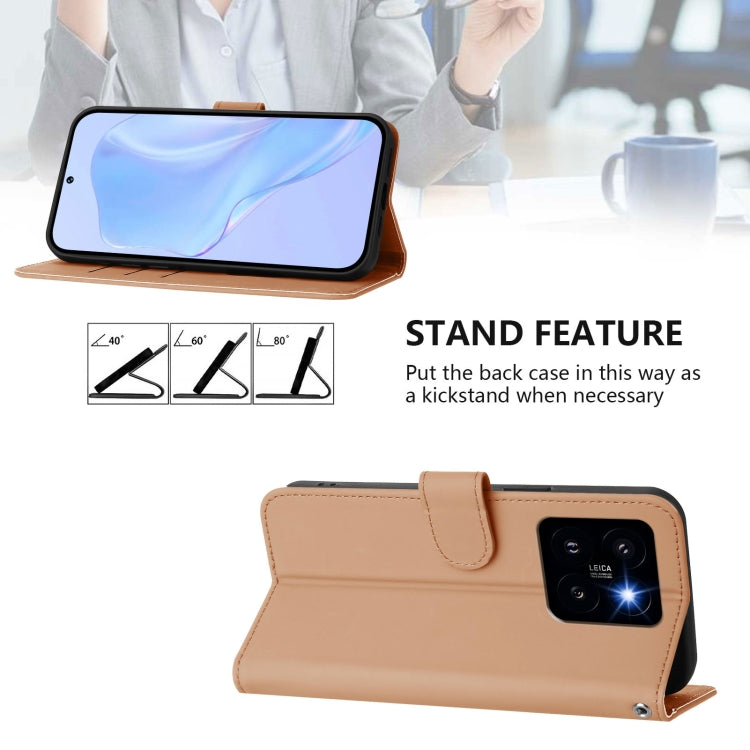For Xiaomi 14 Pro 5G Global Skin Feel Solid Color Leather Phone Case with Lanyard
