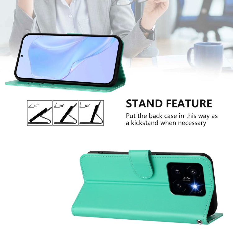 For Xiaomi 14 Pro 5G Global Skin Feel Solid Color Leather Phone Case with Lanyard