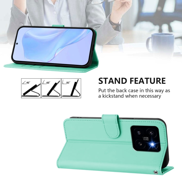 For Xiaomi 14 Pro 5G Global Skin Feel Solid Color Leather Phone Case with Lanyard