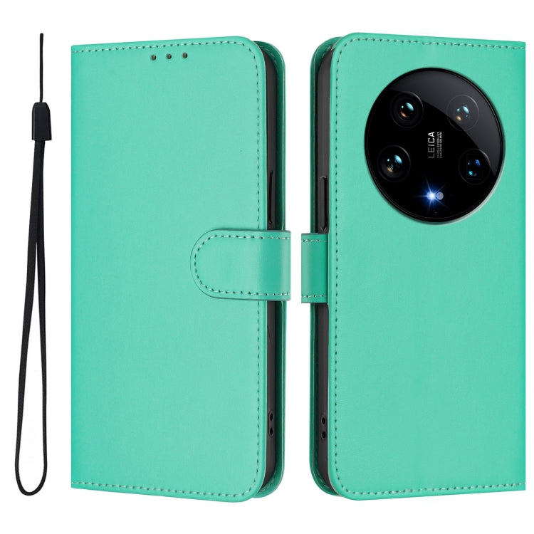 For Xiaomi 14 Ultra 5G Global Skin Feel Solid Color Leather Phone Case with Lanyard