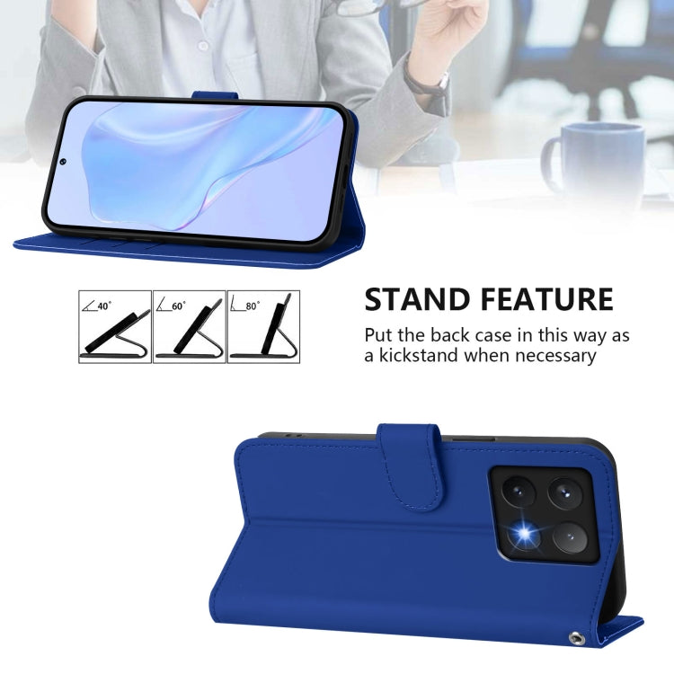 For Xiaomi 14T Pro Skin Feel Solid Color Leather Phone Case with Lanyard
