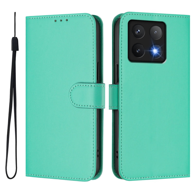 For Xiaomi 14T Pro Skin Feel Solid Color Leather Phone Case with Lanyard
