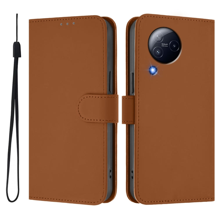 For Xiaomi Civi 3 5G Skin Feel Solid Color Leather Phone Case with Lanyard