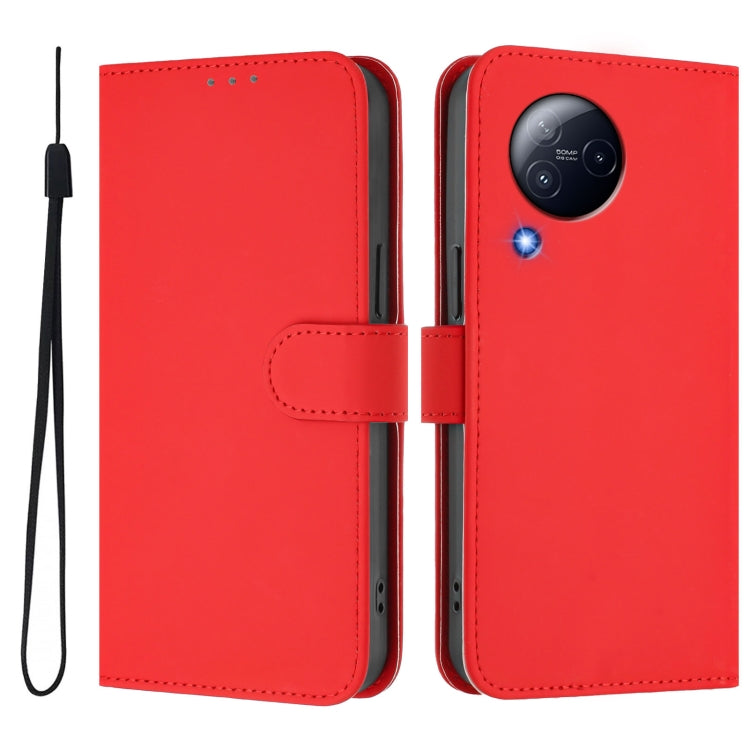 For Xiaomi Civi 3 5G Skin Feel Solid Color Leather Phone Case with Lanyard