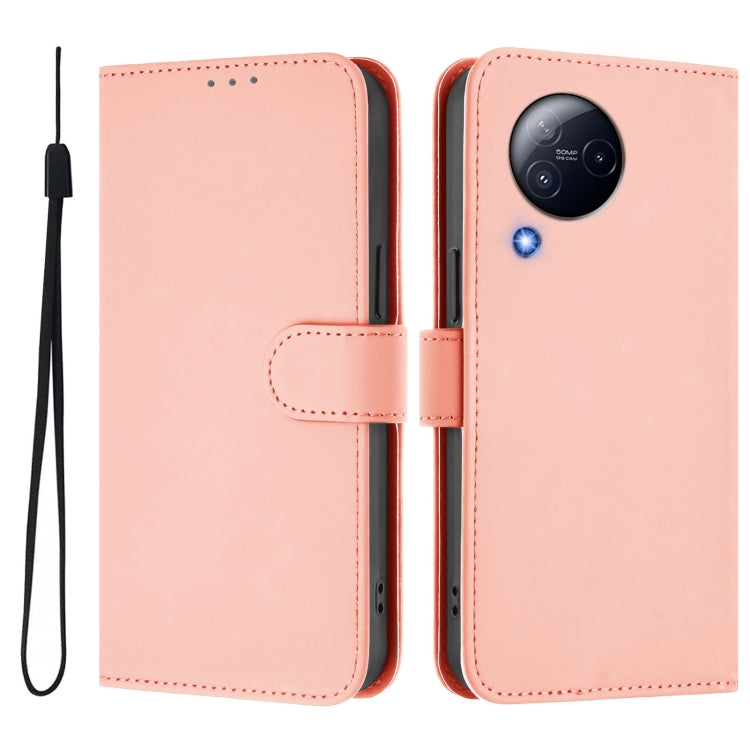 For Xiaomi Civi 3 5G Skin Feel Solid Color Leather Phone Case with Lanyard