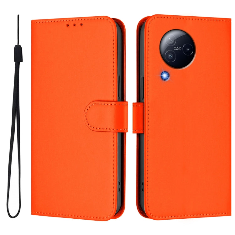 For Xiaomi Civi 3 5G Skin Feel Solid Color Leather Phone Case with Lanyard