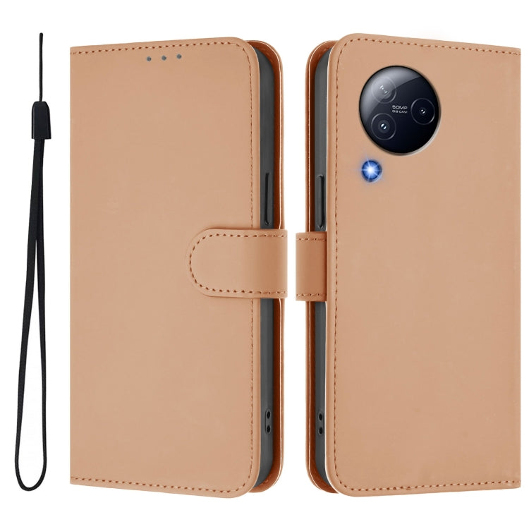 For Xiaomi Civi 3 5G Skin Feel Solid Color Leather Phone Case with Lanyard