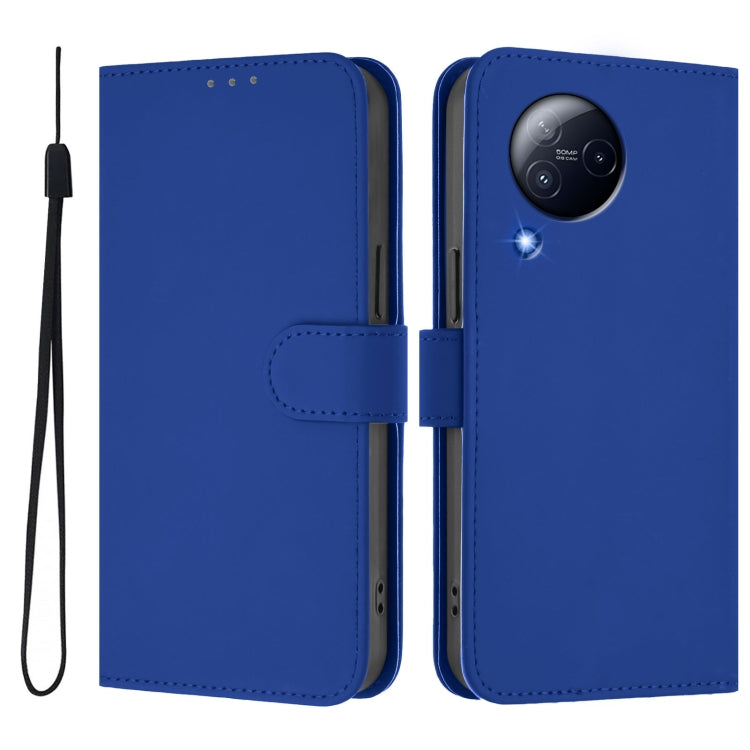 For Xiaomi Civi 3 5G Skin Feel Solid Color Leather Phone Case with Lanyard