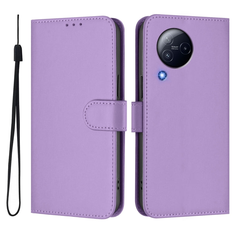 For Xiaomi Civi 3 5G Skin Feel Solid Color Leather Phone Case with Lanyard