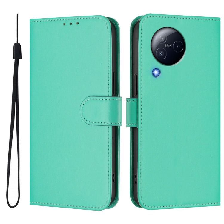 For Xiaomi Civi 3 5G Skin Feel Solid Color Leather Phone Case with Lanyard