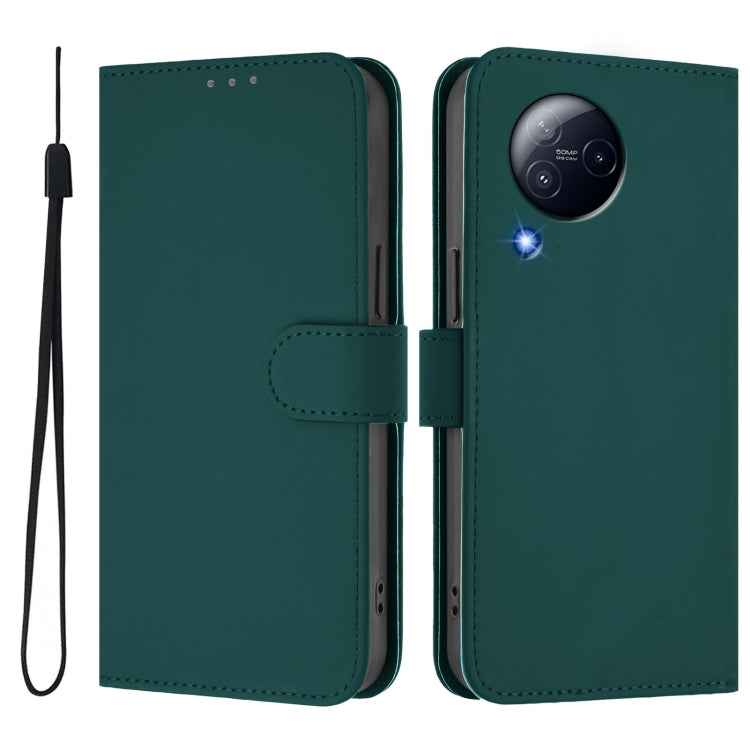For Xiaomi Civi 3 5G Skin Feel Solid Color Leather Phone Case with Lanyard