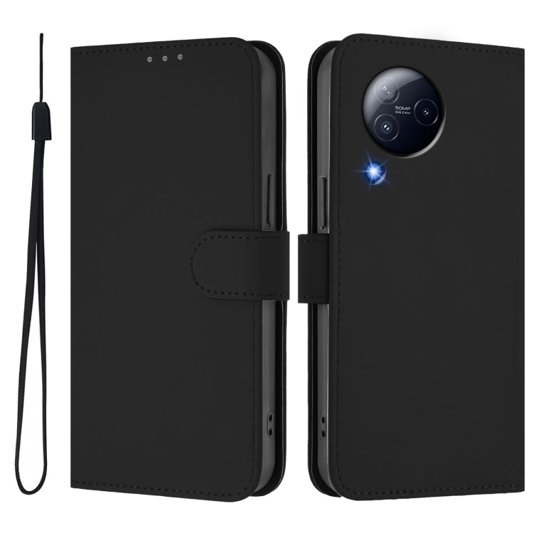 For Xiaomi Civi 3 5G Skin Feel Solid Color Leather Phone Case with Lanyard