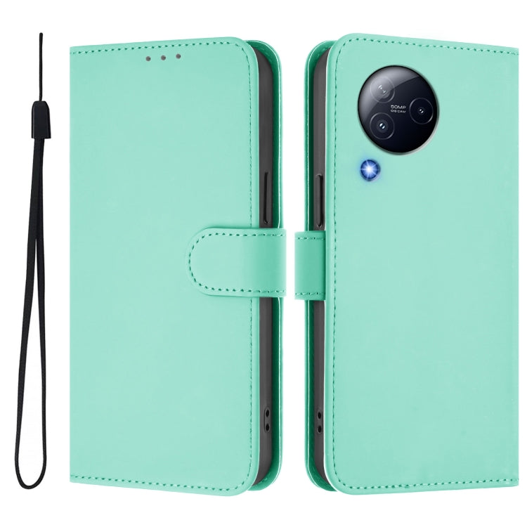 For Xiaomi Civi 3 5G Skin Feel Solid Color Leather Phone Case with Lanyard