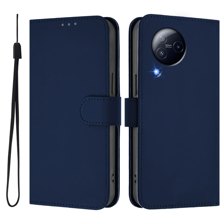 For Xiaomi Civi 3 5G Skin Feel Solid Color Leather Phone Case with Lanyard