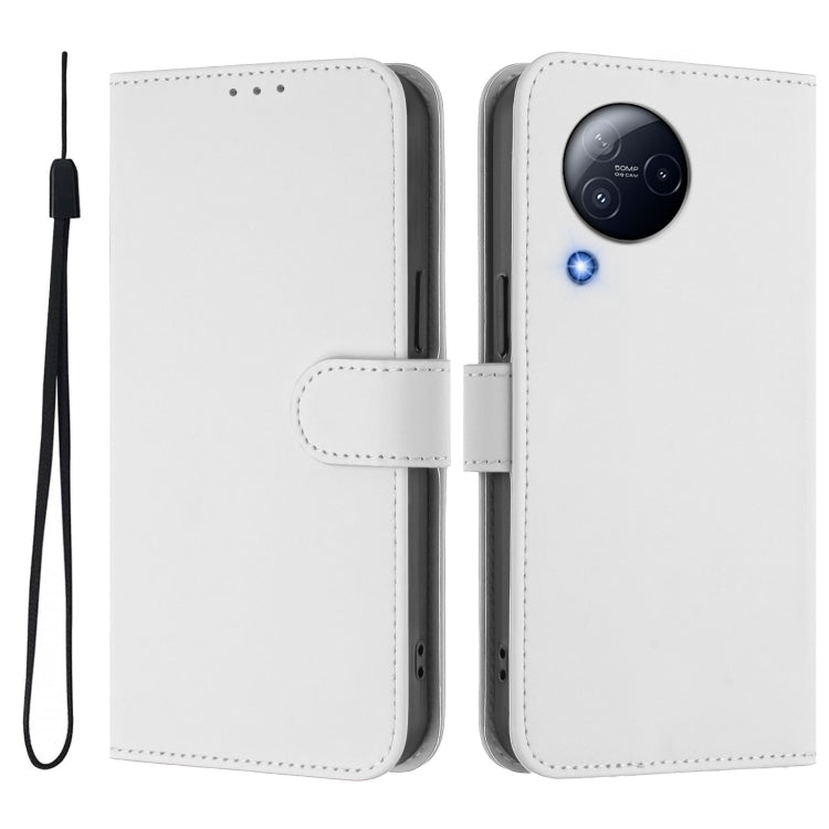 For Xiaomi Civi 3 5G Skin Feel Solid Color Leather Phone Case with Lanyard