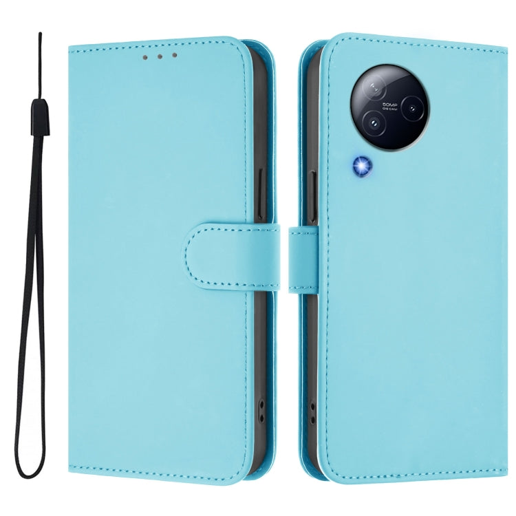 For Xiaomi Civi 3 5G Skin Feel Solid Color Leather Phone Case with Lanyard
