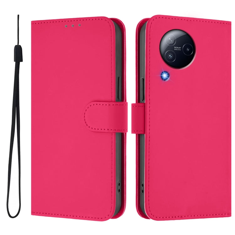 For Xiaomi Civi 3 5G Skin Feel Solid Color Leather Phone Case with Lanyard