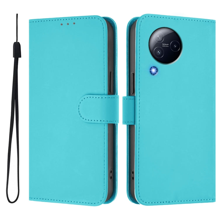 For Xiaomi Civi 3 5G Skin Feel Solid Color Leather Phone Case with Lanyard