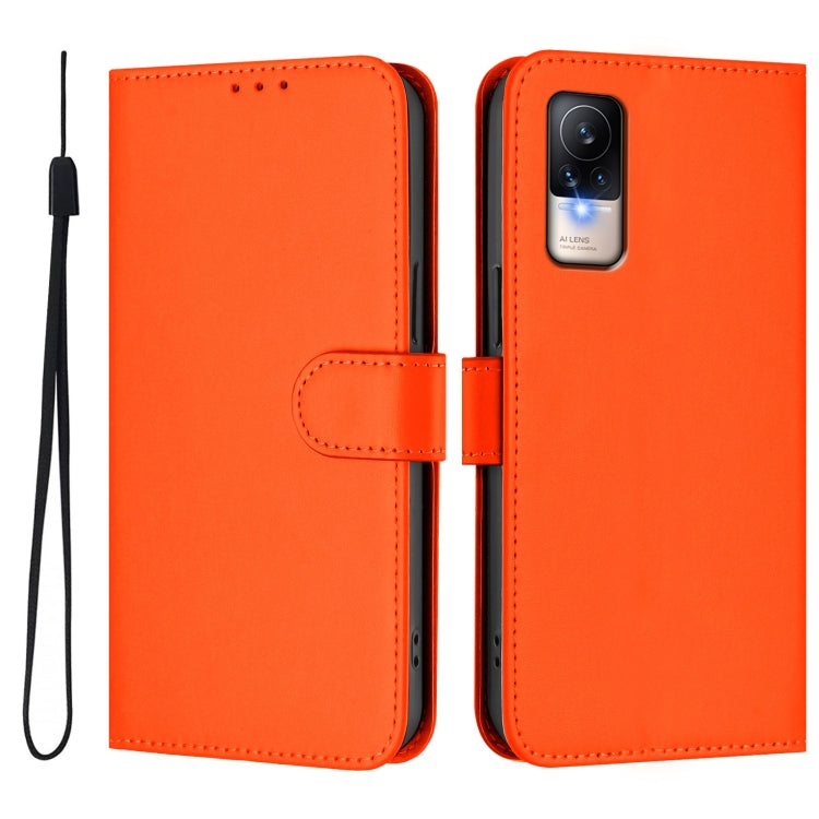 For Xiaomi Civi 1S Skin Feel Solid Color Leather Phone Case with Lanyard