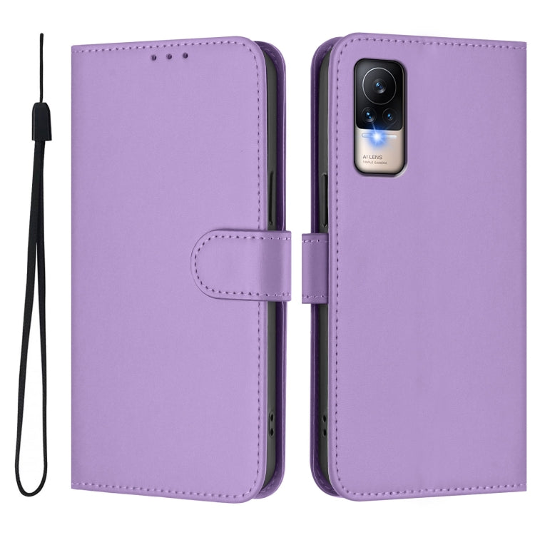 For Xiaomi Civi 1S Skin Feel Solid Color Leather Phone Case with Lanyard