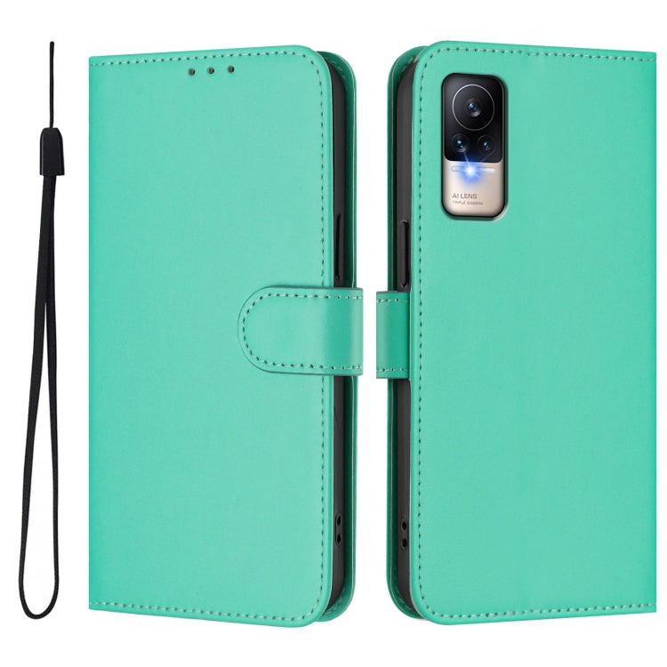 For Xiaomi Civi 1S Skin Feel Solid Color Leather Phone Case with Lanyard