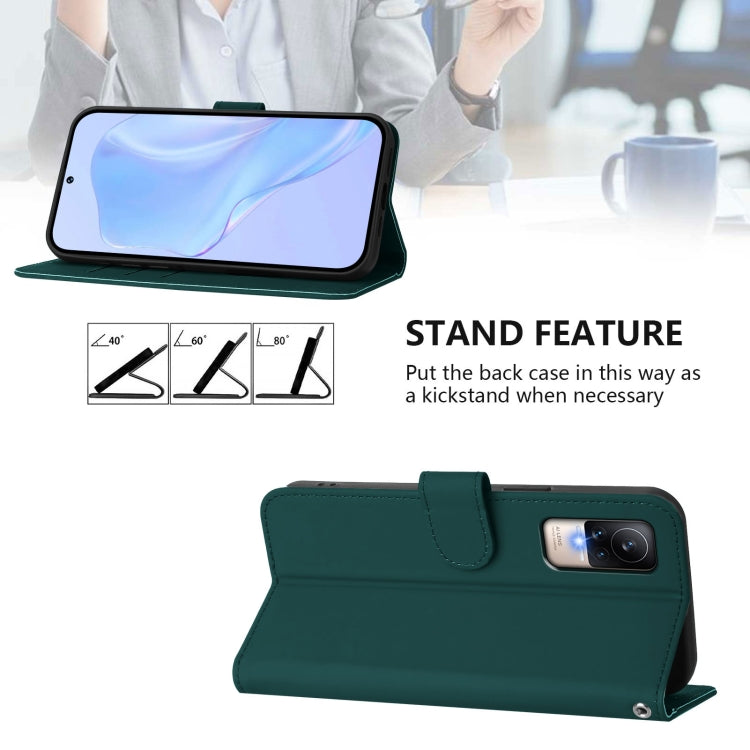 For Xiaomi Civi 1S Skin Feel Solid Color Leather Phone Case with Lanyard