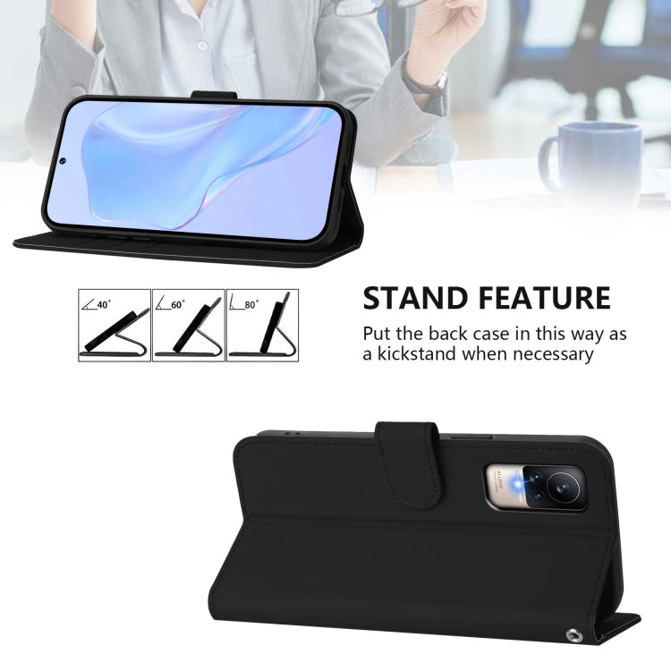 For Xiaomi Civi 1S Skin Feel Solid Color Leather Phone Case with Lanyard
