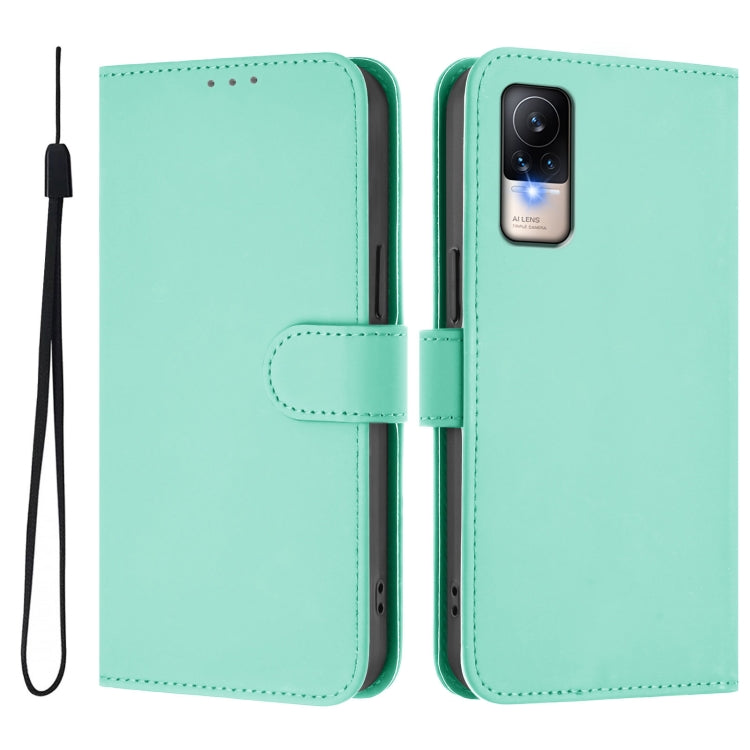 For Xiaomi Civi 1S Skin Feel Solid Color Leather Phone Case with Lanyard