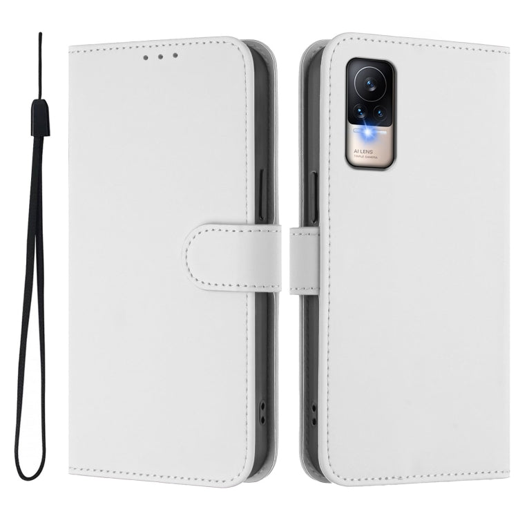 For Xiaomi Civi 1S Skin Feel Solid Color Leather Phone Case with Lanyard