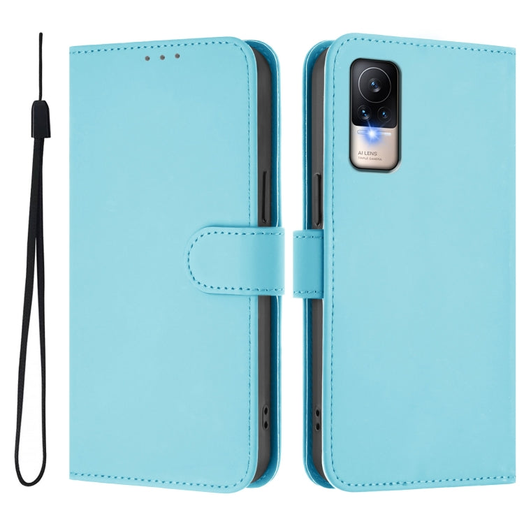 For Xiaomi Civi 1S Skin Feel Solid Color Leather Phone Case with Lanyard