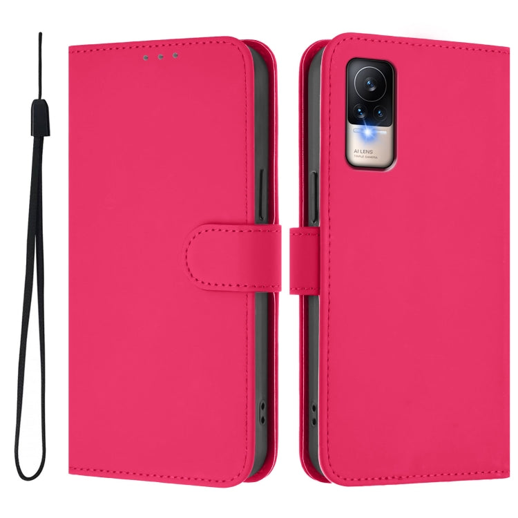 For Xiaomi Civi 1S Skin Feel Solid Color Leather Phone Case with Lanyard