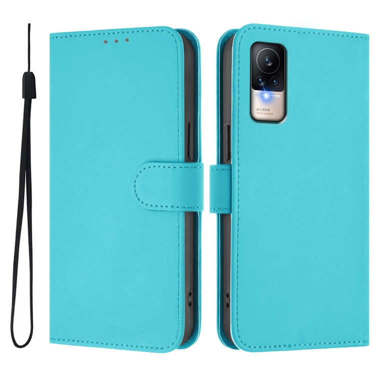 For Xiaomi Civi 1S Skin Feel Solid Color Leather Phone Case with Lanyard