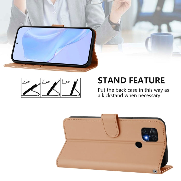 For Xiaomi Poco C40 Skin Feel Solid Color Leather Phone Case with Lanyard