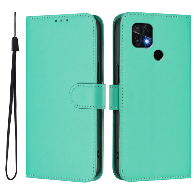For Xiaomi Poco C40 Skin Feel Solid Color Leather Phone Case with Lanyard