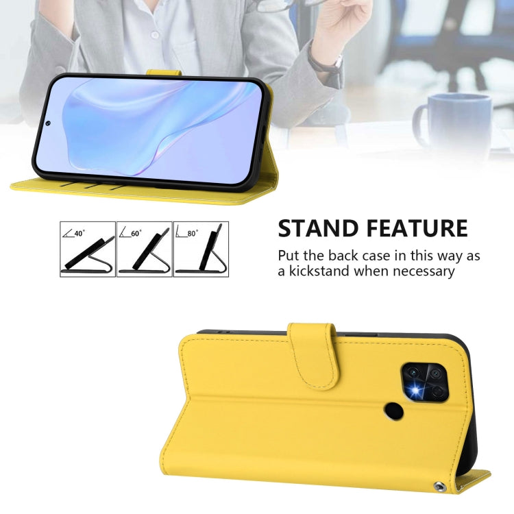 For Xiaomi Poco C40 Skin Feel Solid Color Leather Phone Case with Lanyard
