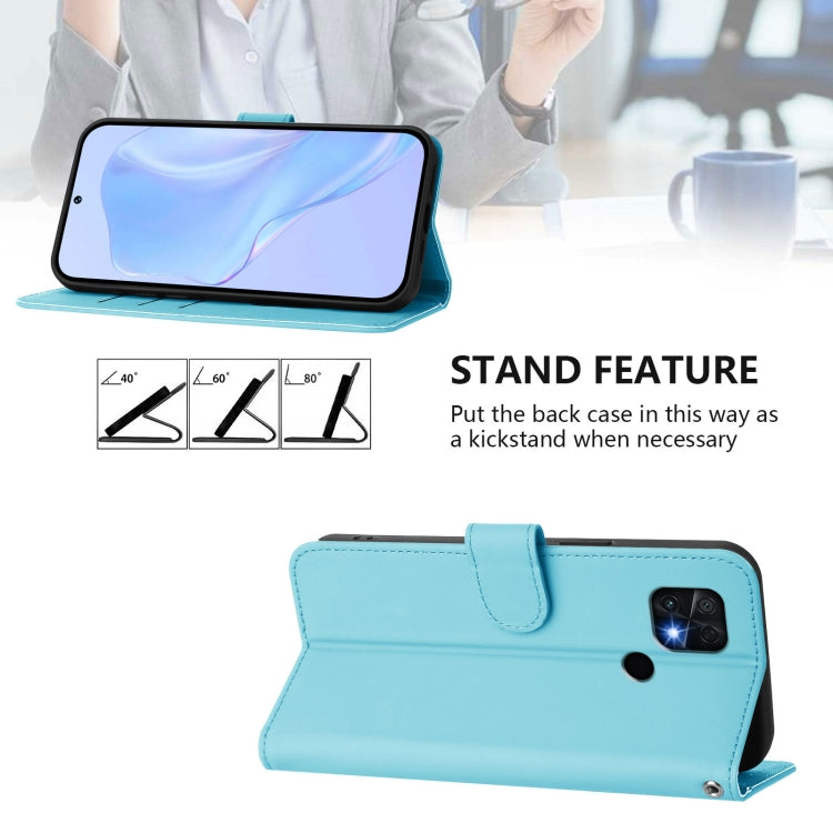 For Xiaomi Poco C40 Skin Feel Solid Color Leather Phone Case with Lanyard