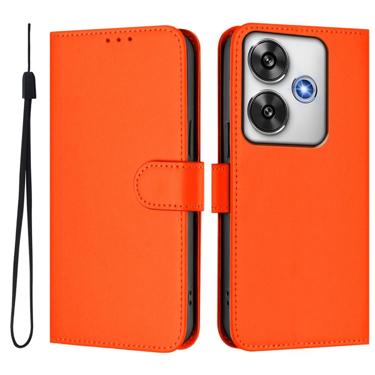 For Xiaomi Poco F6 5G Skin Feel Solid Color Leather Phone Case with Lanyard