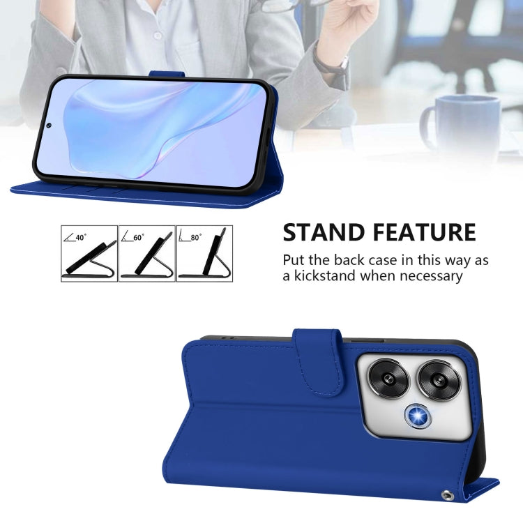 For Xiaomi Poco F6 5G Skin Feel Solid Color Leather Phone Case with Lanyard