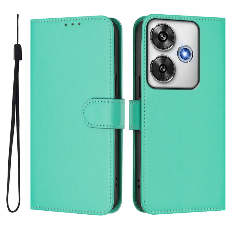 For Xiaomi Poco F6 5G Skin Feel Solid Color Leather Phone Case with Lanyard