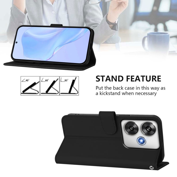 For Xiaomi Poco F6 5G Skin Feel Solid Color Leather Phone Case with Lanyard