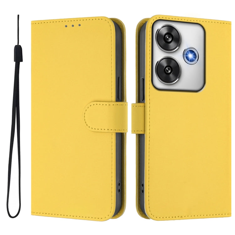 For Xiaomi Poco F6 5G Skin Feel Solid Color Leather Phone Case with Lanyard