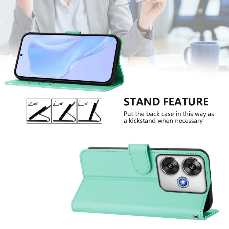 For Xiaomi Poco F6 5G Skin Feel Solid Color Leather Phone Case with Lanyard