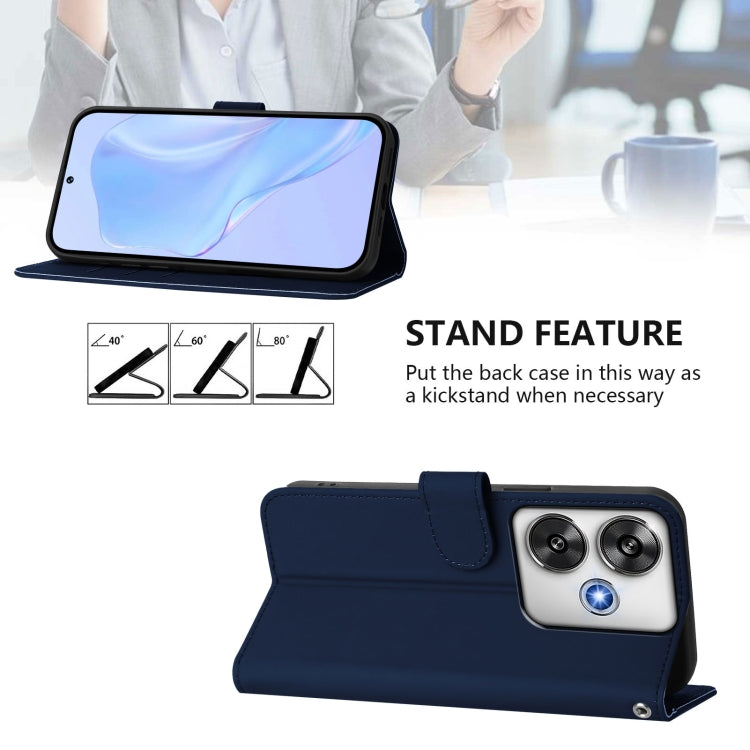 For Xiaomi Poco F6 5G Skin Feel Solid Color Leather Phone Case with Lanyard