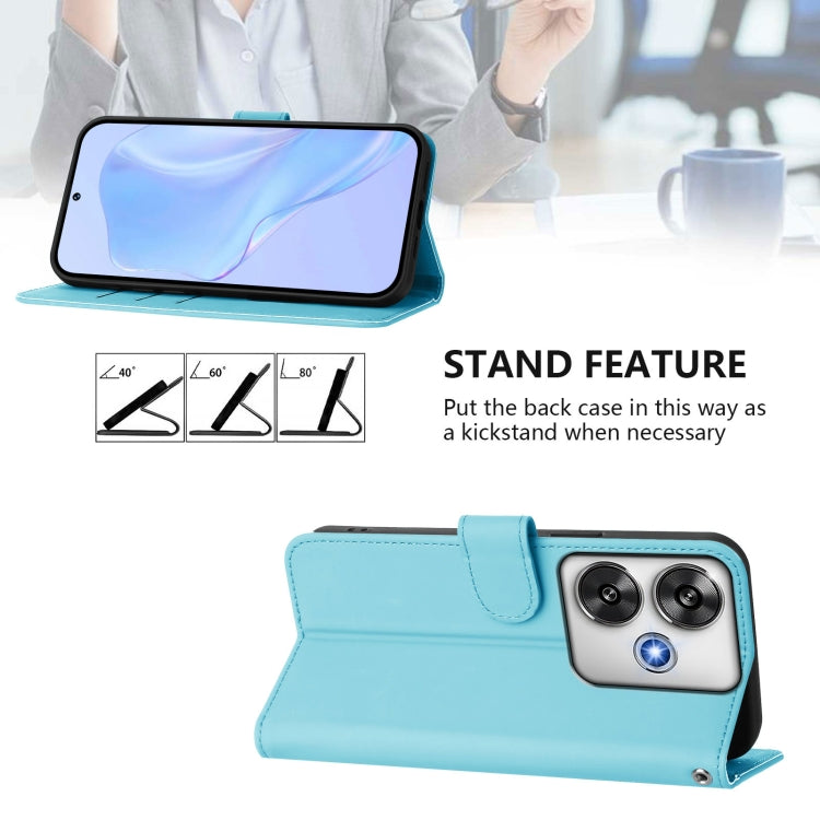 For Xiaomi Poco F6 5G Skin Feel Solid Color Leather Phone Case with Lanyard