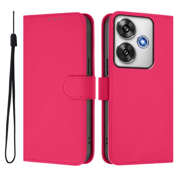 For Xiaomi Poco F6 5G Skin Feel Solid Color Leather Phone Case with Lanyard