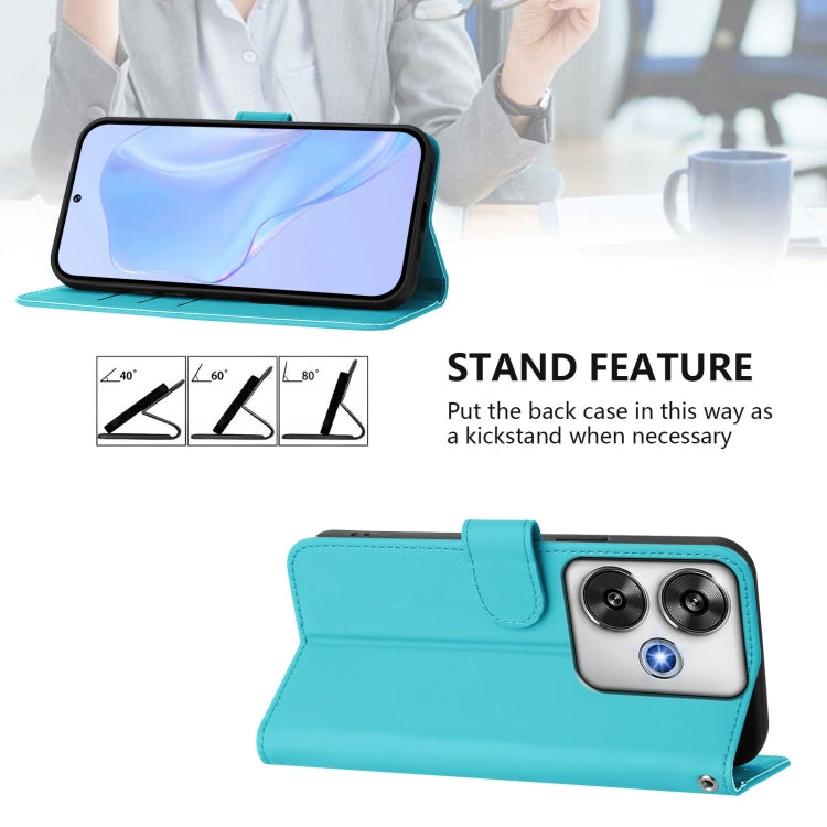 For Xiaomi Poco F6 5G Skin Feel Solid Color Leather Phone Case with Lanyard