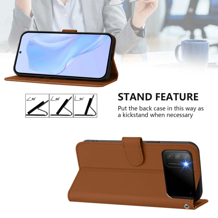 For Xiaomi Poco M3 Skin Feel Solid Color Leather Phone Case with Lanyard