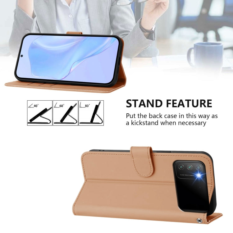 For Xiaomi Poco M3 Skin Feel Solid Color Leather Phone Case with Lanyard