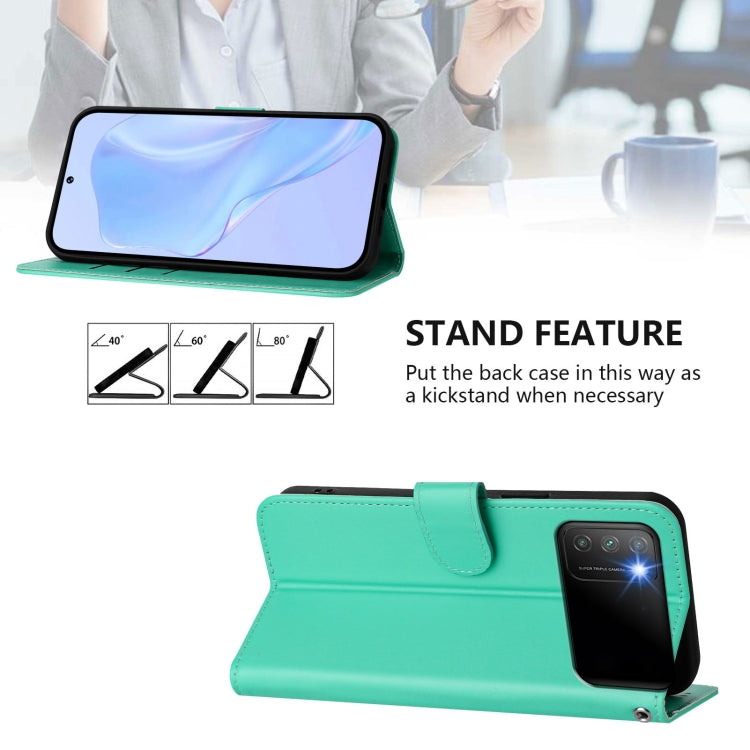 For Xiaomi Poco M3 Skin Feel Solid Color Leather Phone Case with Lanyard
