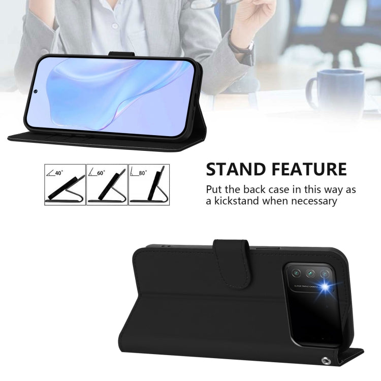 For Xiaomi Poco M3 Skin Feel Solid Color Leather Phone Case with Lanyard